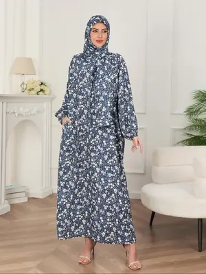 Women's Hooded Abaya, Elegant Long Sleeve Abaya for Daily Wear, Women's Islamic Clothing for All Seasons