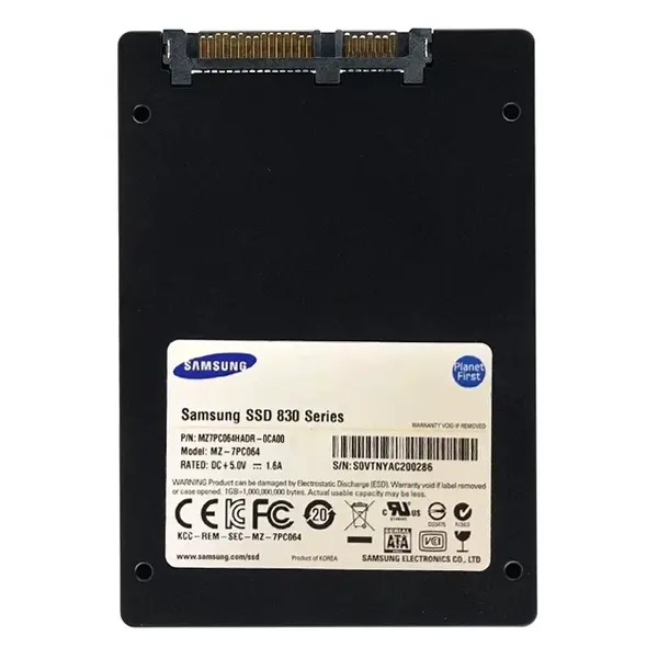 MZ7PC064HADR-0CA00 Samsung 830 Series 64GB 2.5-inch 6GB/s SATA NAND MLC (Desktop Installation Kit) Solid State Drive