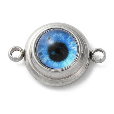 304 Stainless Steel & Acrylic Blue Evil Eye Connector Charms
