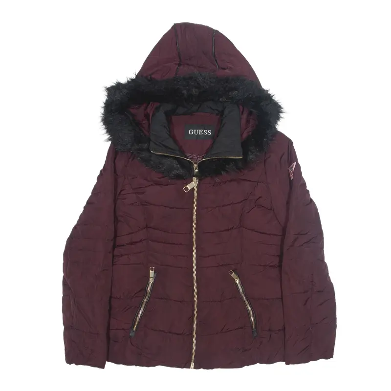 GUESS Insulated Puffer Jacket Purple Womens M
