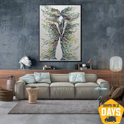 Creative Romantic Couple Abstract Colorful Love Paintings On Canvas Original Gift Wall Art for Room Decor | ANONYMOUS COUPLE ...