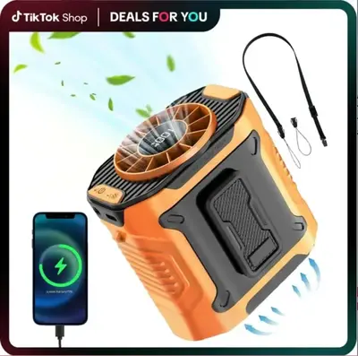 Upgrade Personal Portable Waist Clip Neckfan ,10 Speeds 10000RPM Strong Airflow, LED Light, up to 8H of Working Time, Hands-F...