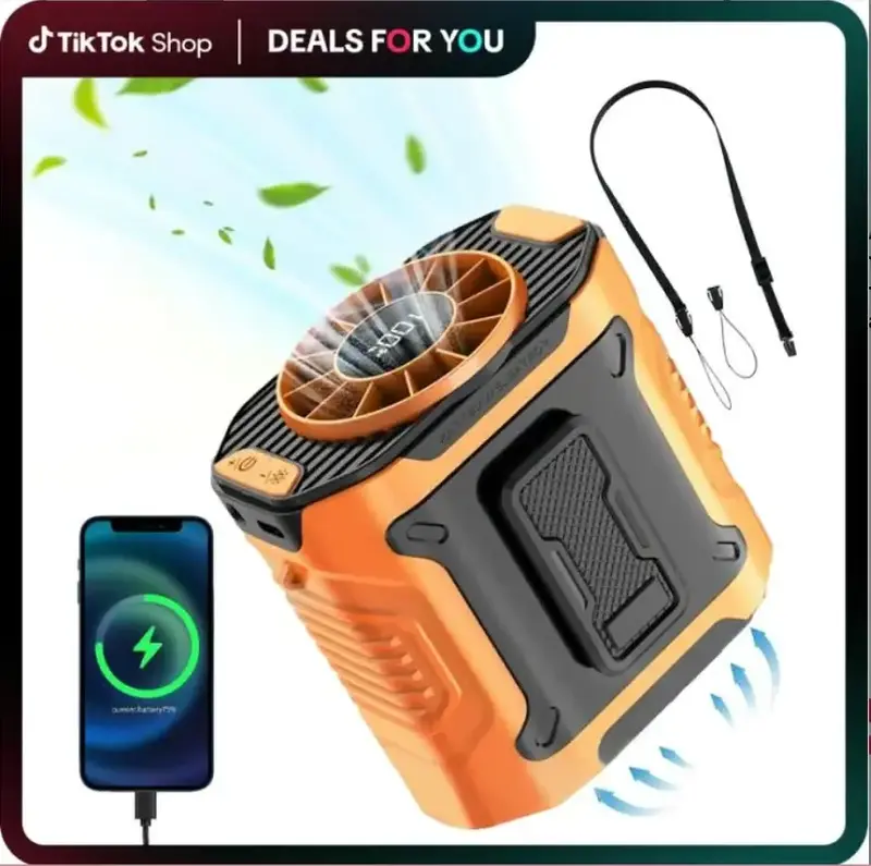 Upgrade Personal Portable Waist Clip Neckfan ,10 Speeds 10000RPM Strong Airflow, LED Light, up to 8H of Working Time, Hands-F...