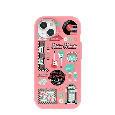 Bubblegum Pink Diner Night iPhone 15 Case