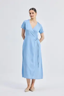 Maxi Wrap Dress in Light Blue | Color: Ocean Blue | Size: XS