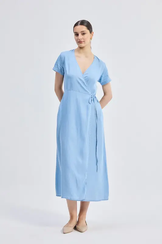 Maxi Wrap Dress in Light Blue | Color: Ocean Blue | Size: XS