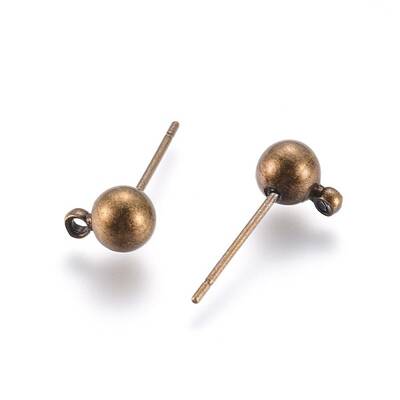 Brass Ball Post Ear Studs