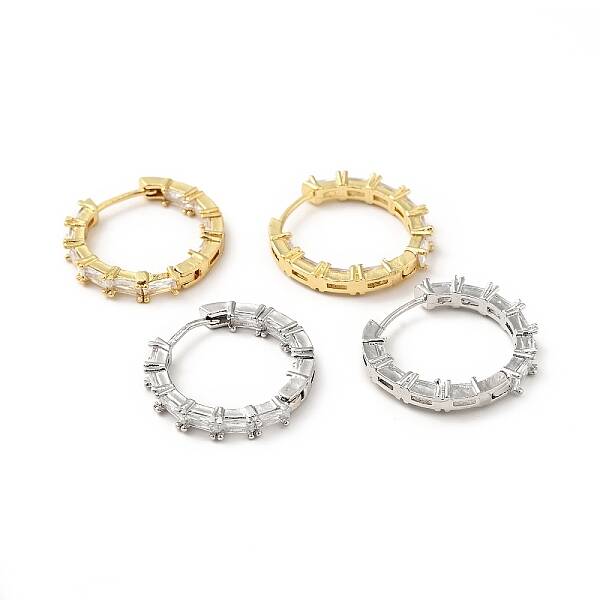 Clear Cubic Zirconia Hinged Hoop Earrings
