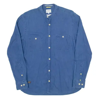 CAMEL ACTIVE Mens Plain Shirt Blue Long Sleeve M
