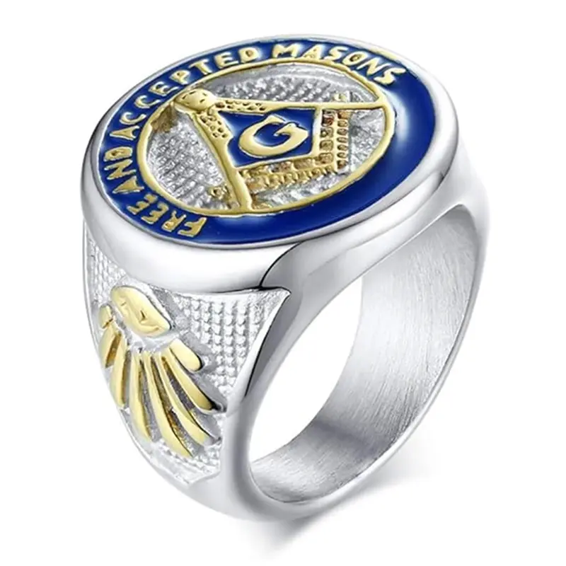 Sterling Silver Freemason Signet Ring for Men