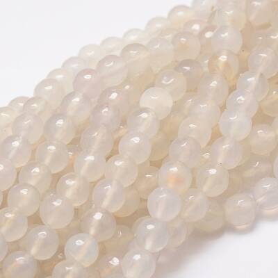 Dyed Natural White Agate Faceted Round Beads Strands