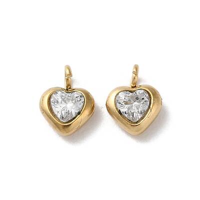 304 Stainless Steel Micro Pave Cubic Zirconia Pendants