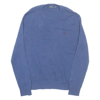 POLO RALPH LAUREN Mens Jumper Blue Tight Knit Wool S