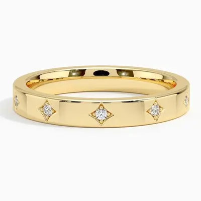 18K Gold Diamond Custom Personalized Engraving & Wedding Ring F/G Color SI1 Clarity 3EX IGI Certified