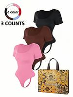 Women's Solid Color Square Neck Shapewear Bodysuit, Tummy Control Butt Lifting Shaper, Ladies Shapewear for All Seasons