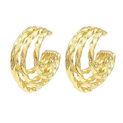 Rack Plating Brass Multi Lines Cuff Earrings