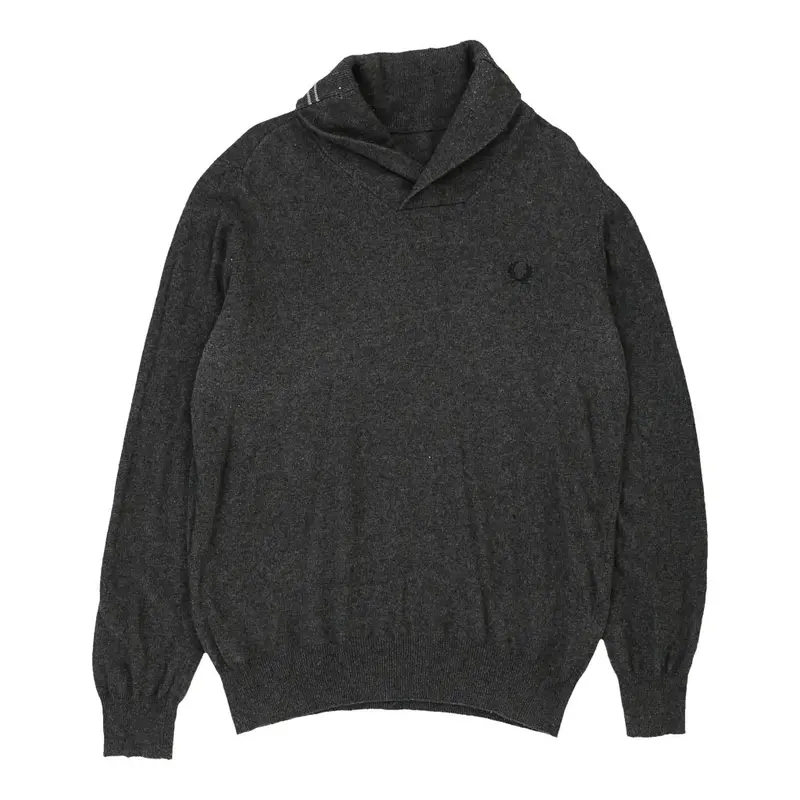 Fred Perry Jumper - Large Grey Wool Blend