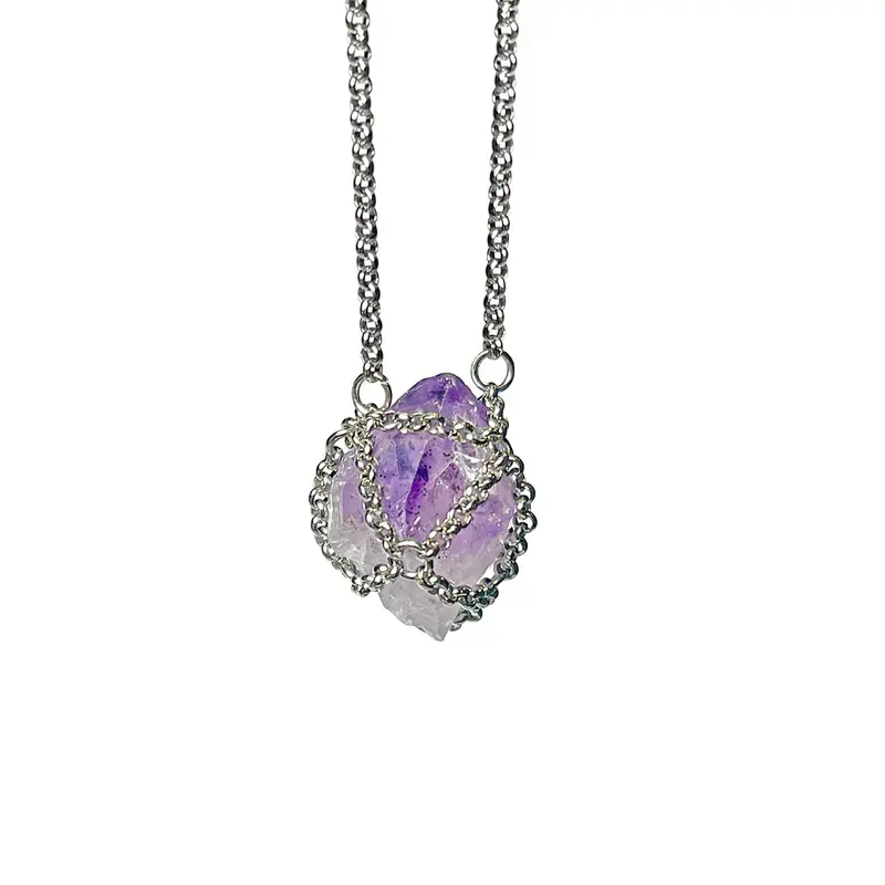 Caged Amethyst Gemstone Necklace | Size: 30