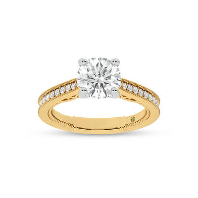 Oslo Vintage Inspired Hidden Accent Round Lab Grown Diamond Engagement Ring | 18K Yellow Gold 2 7/8 CT. TW.