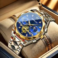 MEIRUIQI Luxury Business Men's Quartz Watch with Stainless Steel Strap Blue Dial Waterproof Fashion Watches Fathersdaygift ic...