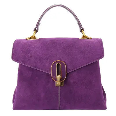 CKSO Royal Dark Night Purple Structured Handbag: Premium Suede Bag with Top Handle & Adjustable Crossbody Strap - Elegant for...