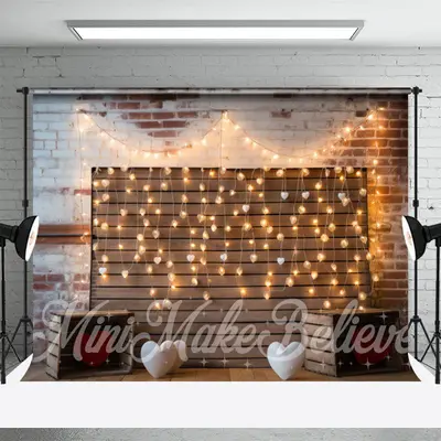Bright Light Brick Wood Wall Valentines Day Backdrop - Aperturee