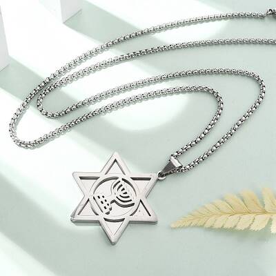 Hanukkah 304 Stainless Steel Star of David Pendant Necklaces