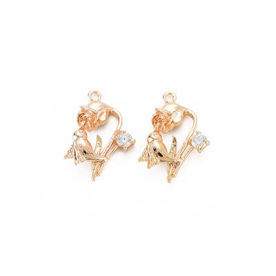 Brass Micro Pave Clear Cubic Zirconia Pendants