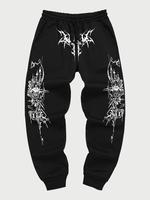 Men's Regular Fit Graphic Drawstring Waist Sweatpants, Street Fashion Casual Pocket Jogger Pants for Daily Wear, Men's Trouse...