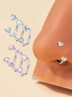 Stainless Steel Cz Inlaid Nose Hoop Ring, Fashionable Nose Ring for Women & Men, Body Jewelry for Party, Daily Clothing Decor...