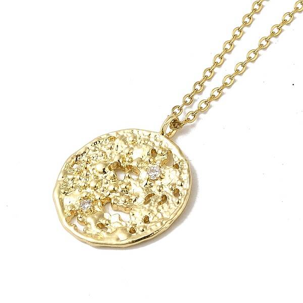 Brass Micro Pave Clear Cubic Zirconia Pendants Necklaces