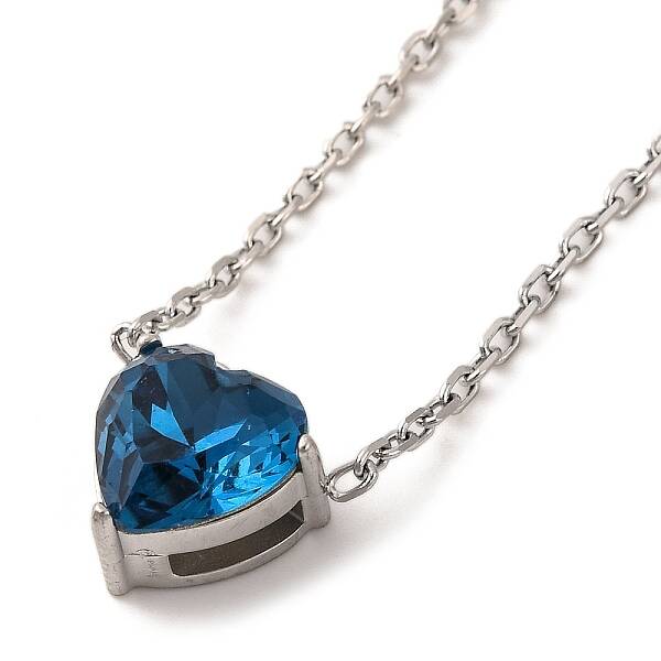 304 Stainless Steel Pave Cubic Zirconia Heart Pendant Cable Chain Necklaces for Women