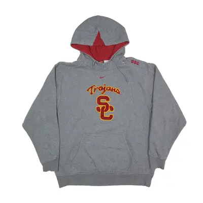 NIKE TEAM USC Trojans USA Hoodie Grey Pullover Mens L