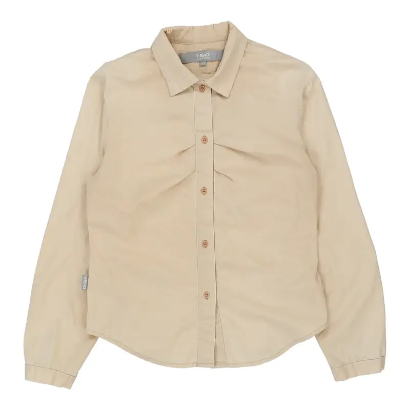 Versace Shirt - Large Cream Cotton Blend | Size: large