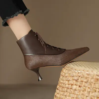 CHIKO Lillian Pointy Toe Kitten Heels Ankle Boots