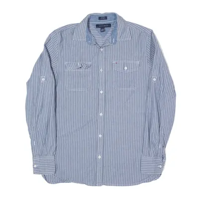 TOMMY HILFIGER Shirt Blue Striped Long Sleeve Mens S
