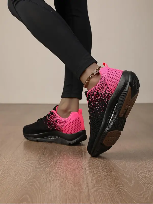 Women's Fashionable Colorblock Lace Up Low Top Athletic Shoes, Casual Comfortable Breathable Sports Running Shoes, All-match ...