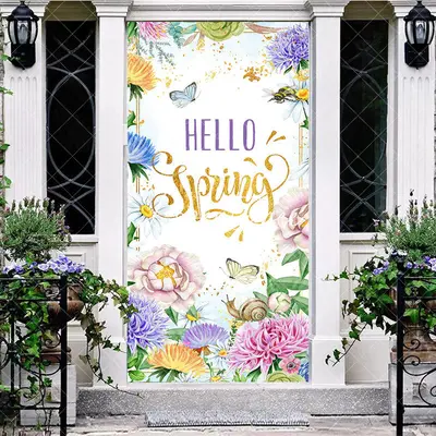 Aperturee Colorful Floral Snails Butterfly Spring Door Cover, 30x80 Inch, 28.48 USD, spring door covers, ANML083A-A