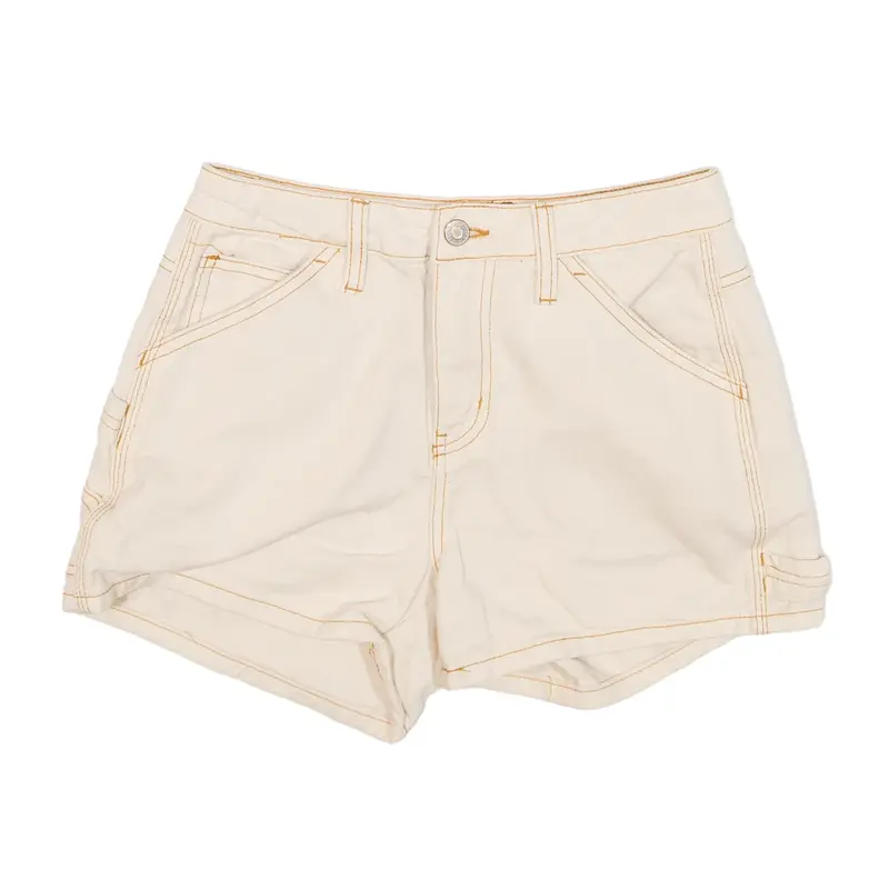 DICKIES Carpenter Workwear Denim Shorts Cream Regular Womens XXS W25