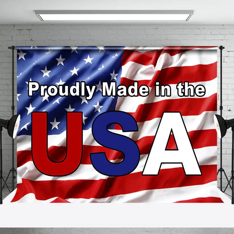Proudly Made In The Usa Flag Independence Day Backdrop - Aperturee