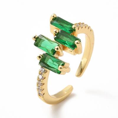 Cubic Zirconia Rectangle Open Cuff Ring