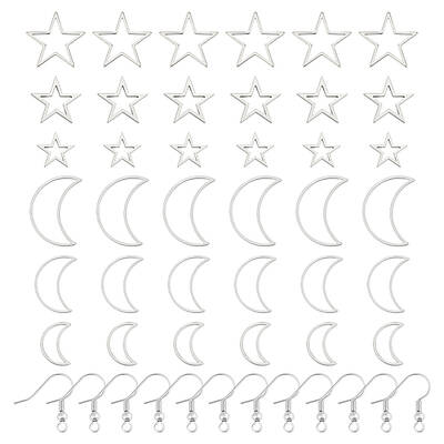 DIY 304 Stainless Steel Moon & Star Dangle Earrings Making Kit