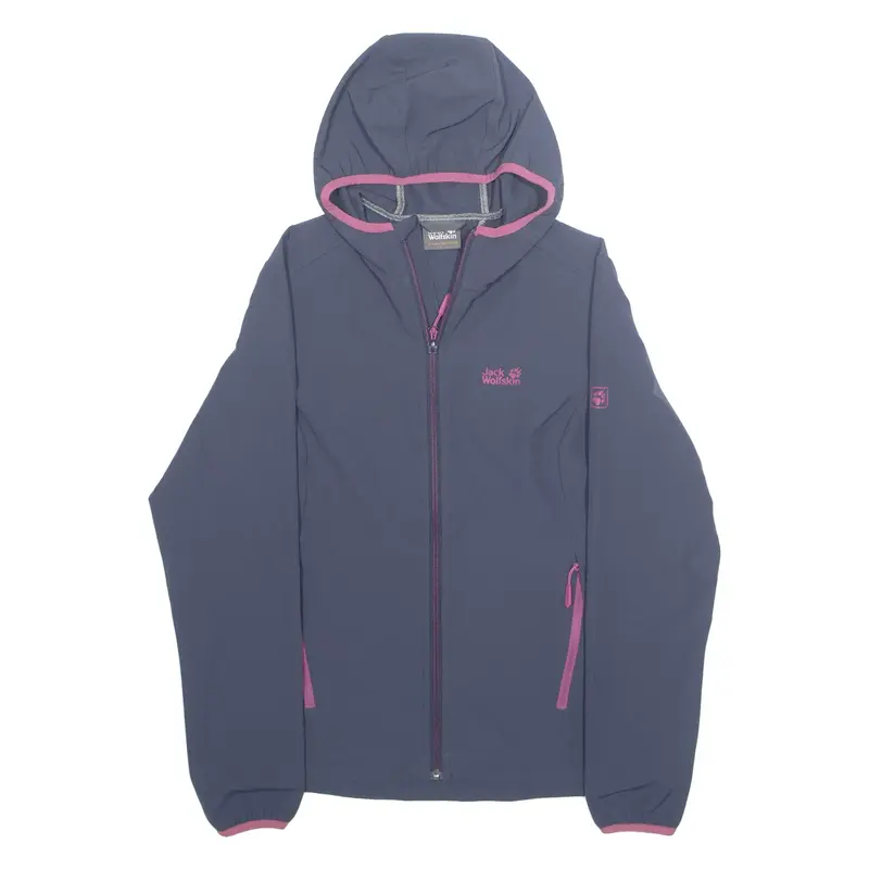 JACK WOLFSKIN Womens Rain Jacket Grey Hooded M