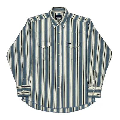 Wrangler Striped Shirt - 2XL Blue Cotton