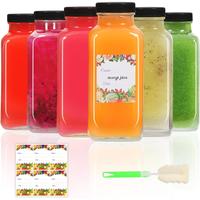 16 oz Glass Bottles with Lids - 6Pack, 480ml Glass Juicing Bottles - Portable, Reusable - Set of 6
