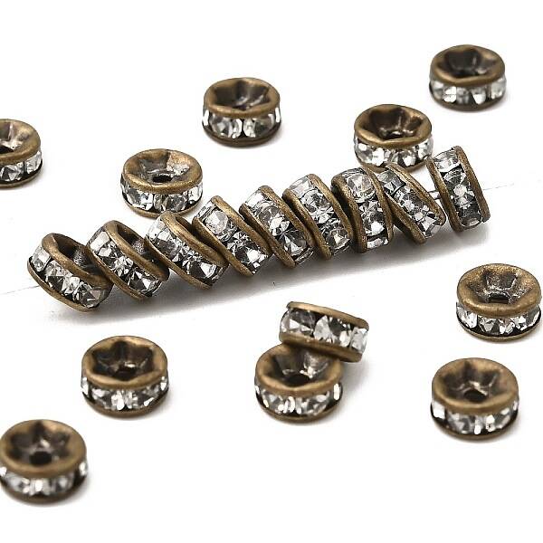 Brass Rhinestone Spacer Beads