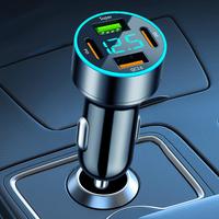 USB C Car Charger, Fast Charging Adapter with 4 Charging Ports & LED Digital Display, Super Fast Charging Car Mobile Phone Ch...