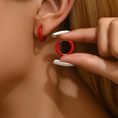 Stylish Stainless Steel Multi-color Circle Geometric Earrings for Women Casual Wear