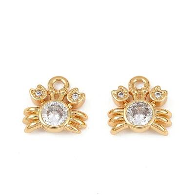Ocean Theme Brass Micro Pave Cubic Zirconia Charms