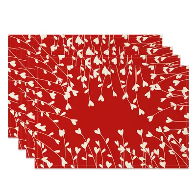 Aperturee Romantic Red Love Valentines Day Set Of 4 Placemats, 14x12 Inch, 15.8 USD, NYJY00402-S, placemats
